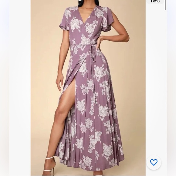 Lulus Heart of Marigold Lavender Floral Print Wrap Maxi Dress Women’s Size XS - Picture 1 of 8